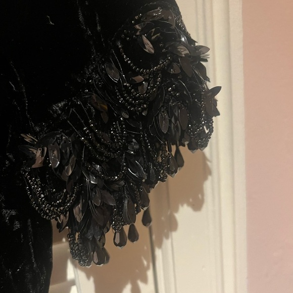 Vintage Suzy Perette velvet cocktail dress with beaded sleeves early 1950’s - Picture 2 of 6